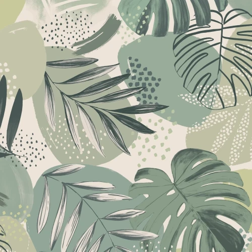 Abstract Jungle Wallpaper Leaf Green