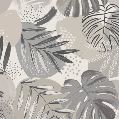 Abstract Jungle Wallpaper Putty Grey