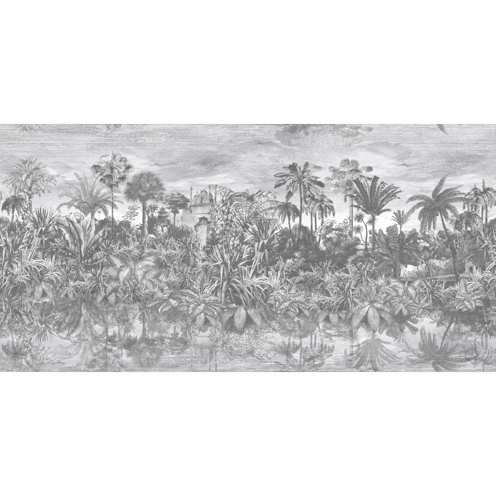 Tropical Reflections Wallpaper Black & White