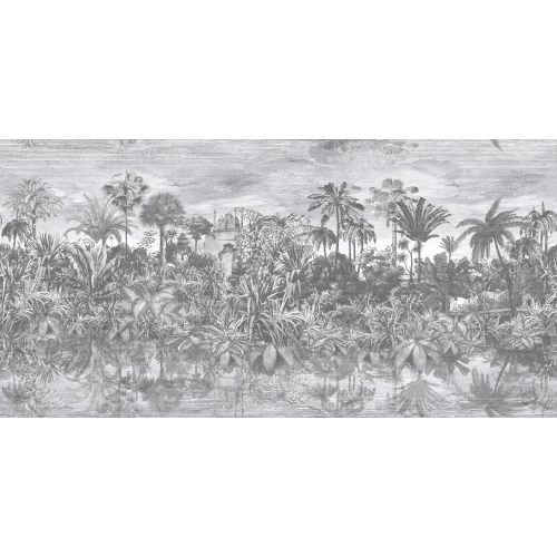 Tropical Reflections Wallpaper Black & White