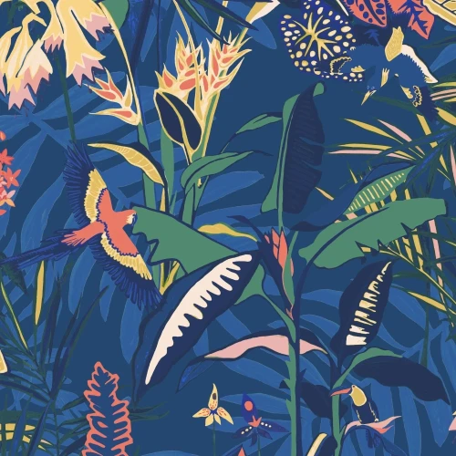 The Tropics Wallpaper Deep Blue