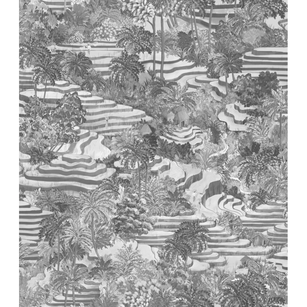Rice Terrace Standard Wallpaper Black & White