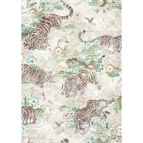 Tiger Lily Linen & Green Wallpaper