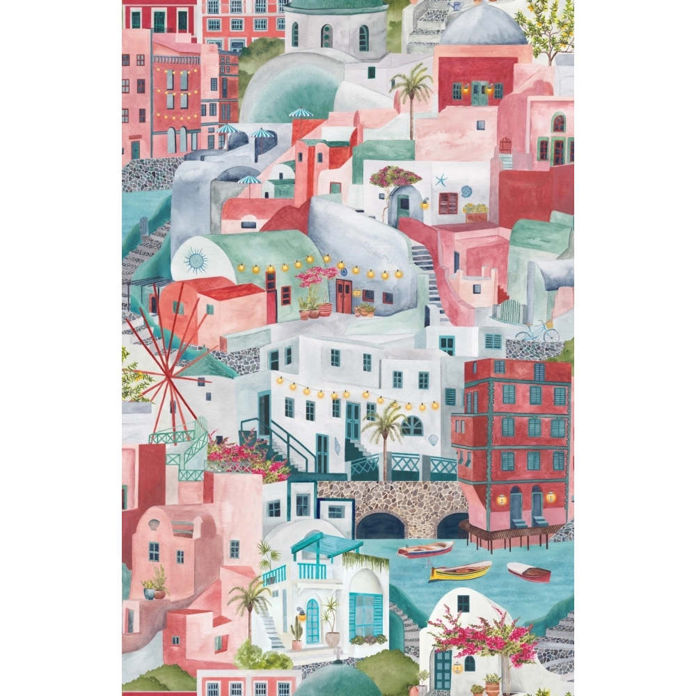 The Mediterranean Cherry Aqua Wallpaper