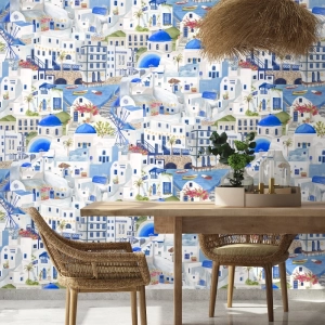 The Mediterranean Blue & White Wallpaper