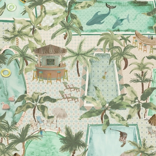 Lido Palm Green Wallpaper