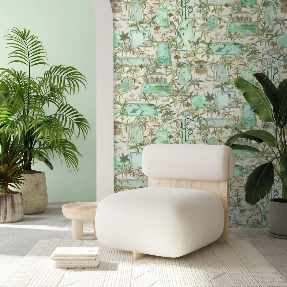 Lido Palm Green Wallpaper