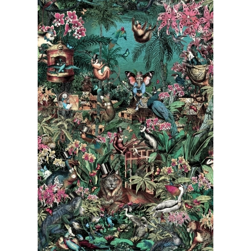 Jungle Life Cerise & Turquoise Wallpaper