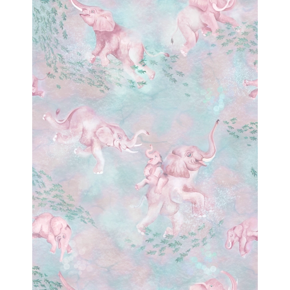 Elephant Breaststroke Peppermint Pink Wallpaper