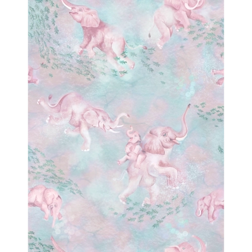 Elephant Breaststroke Peppermint Pink Wallpaper