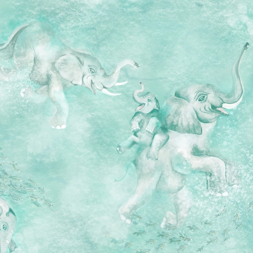 Elephant Breakstroke Aqua Wallpaper