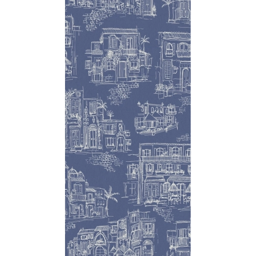 Charming Lanes China Blue Wallpaper